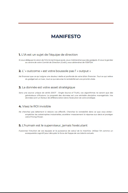 Page 3 du guide « Le modèle Centaure » : manifeste, floutée jusqu'au déverrouillage